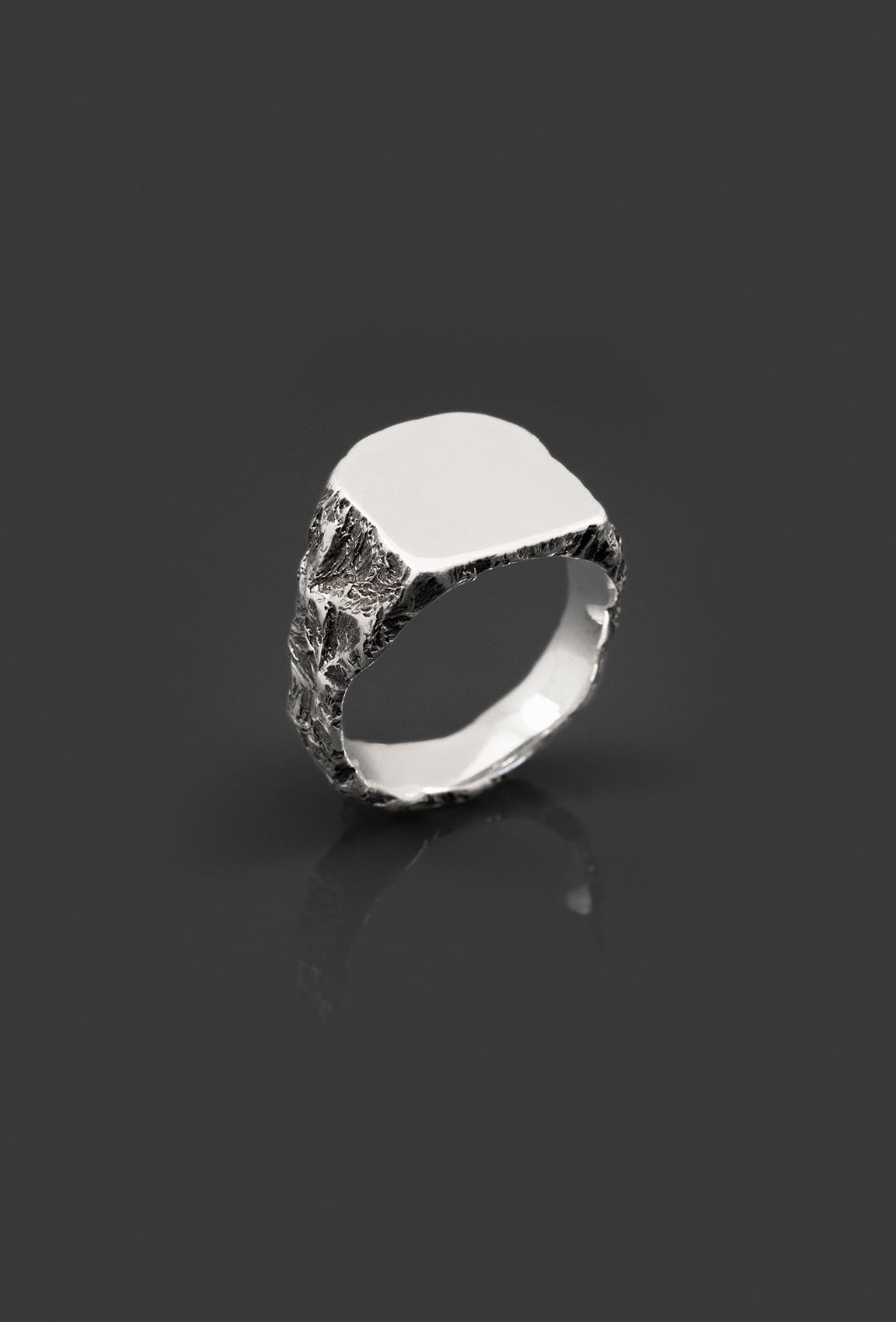 CEMENTAR-SIGNET-RING chevalière en argent sterling sculptée à la main