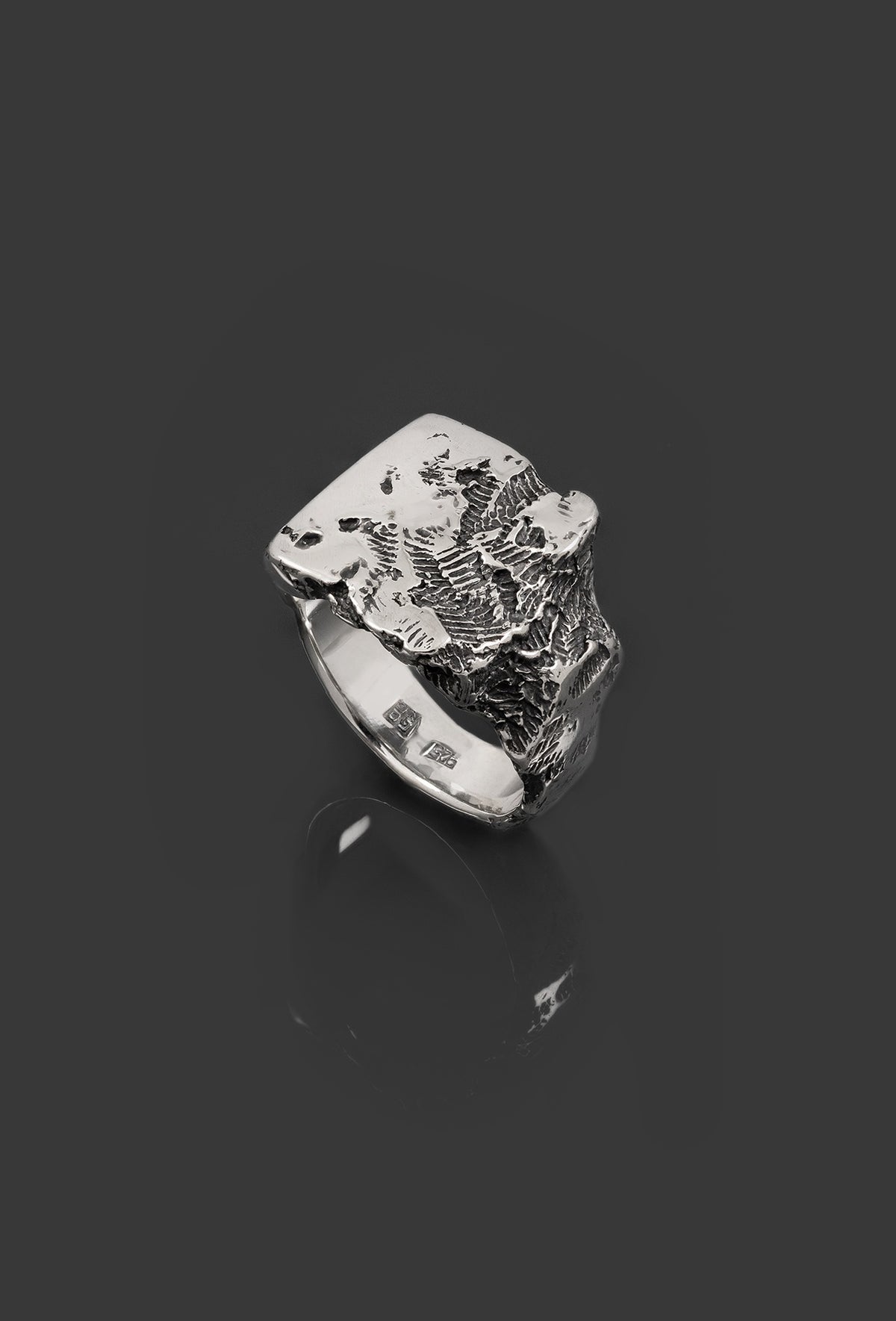 DEBR-SIGNET-RING chevalière en argent sterling sculptée à la main