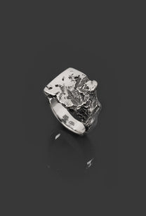 DEBR-SIGNET-RING chevalière en argent sterling sculptée à la main