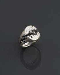 OVLAR-DIAMOND-SIGNET-RING chevalière en argent sterling avec des diamants