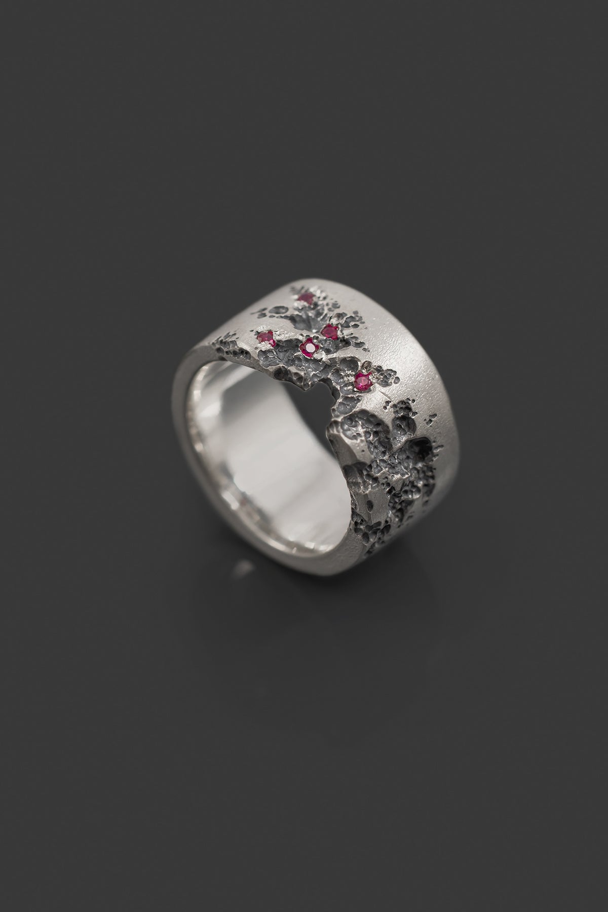 ERD-RUBIES-RING bague en argent sterling sculptée à la main avec des rubis