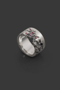 ERD-RUBIES-RING bague en argent sterling sculptée à la main avec des rubis