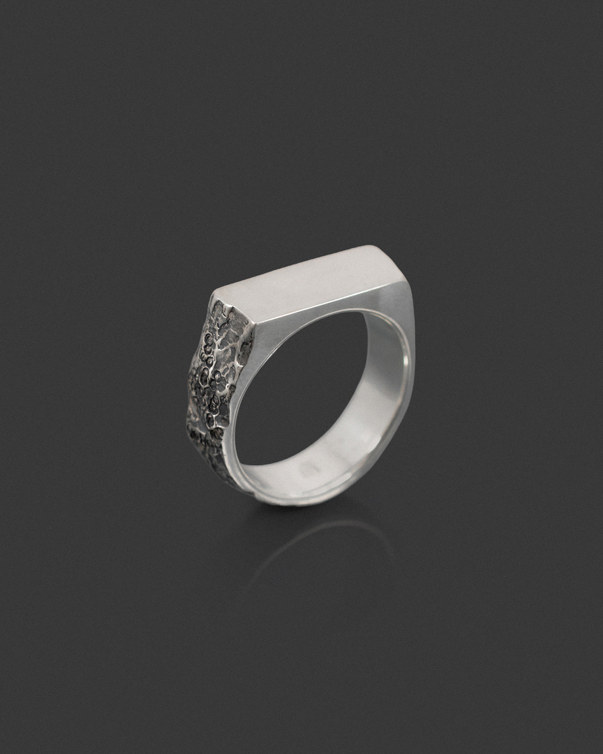 EROSION-SIGNET hand-carved sterling silver signet ring
