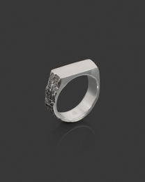 EROSION-SIGNET hand-carved sterling silver signet ring