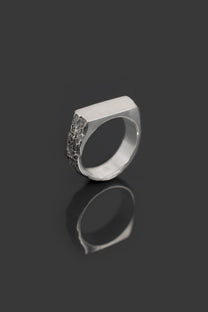 EROSION-SIGNET chevalière érodée en argent sterling