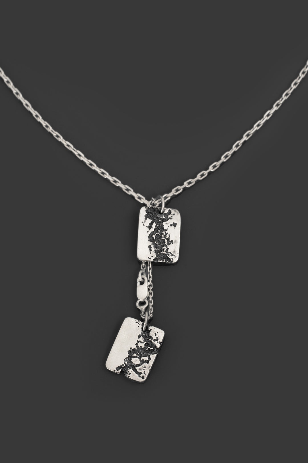 ERR-TAGS-NECKLACE hand-carved sterling silver tags necklace
