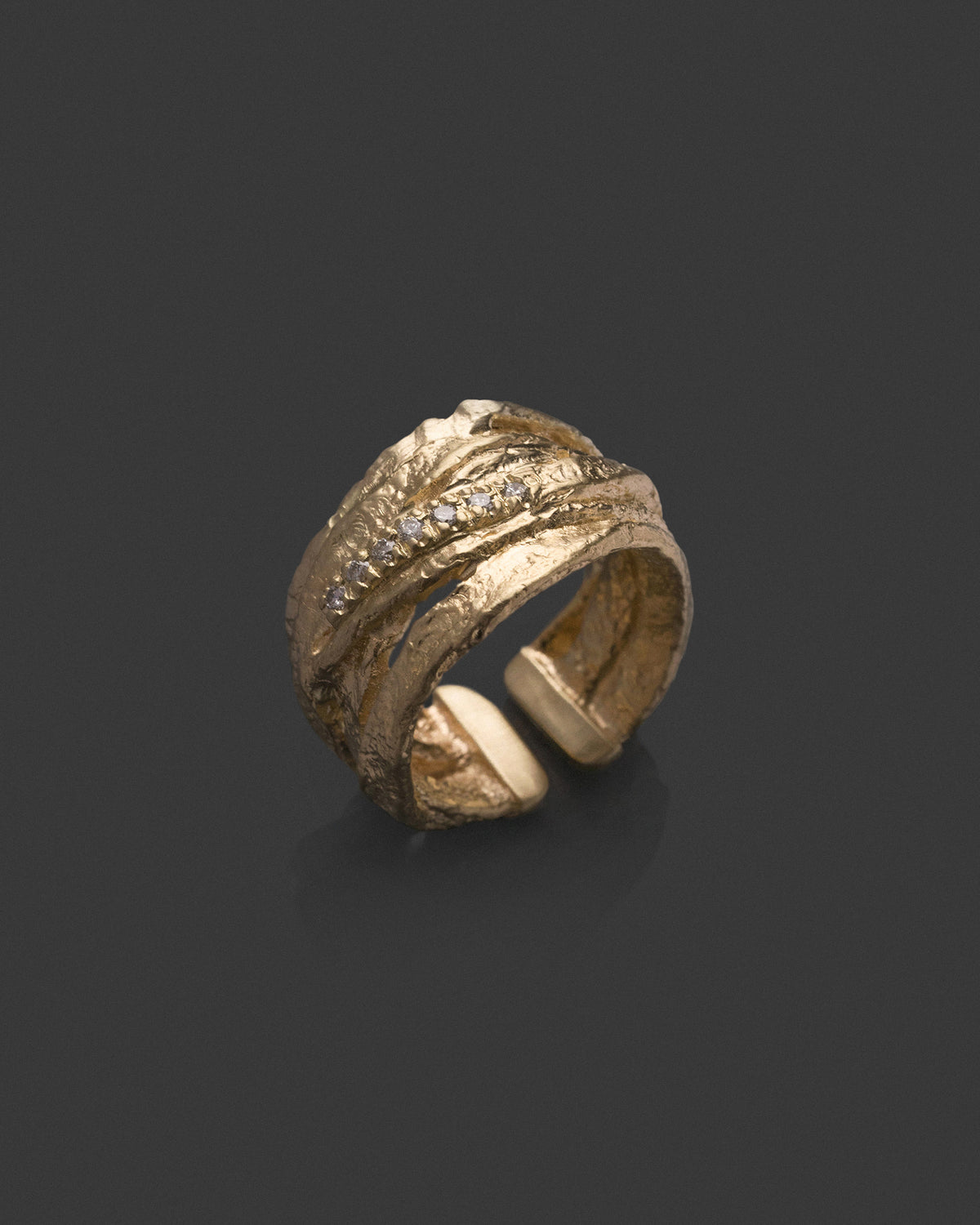 GOLD-LATHAR hand-carved solid gold ring