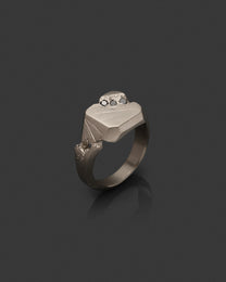 WHITE-GOLD-RASTRAKK hand-carved solid gold ring