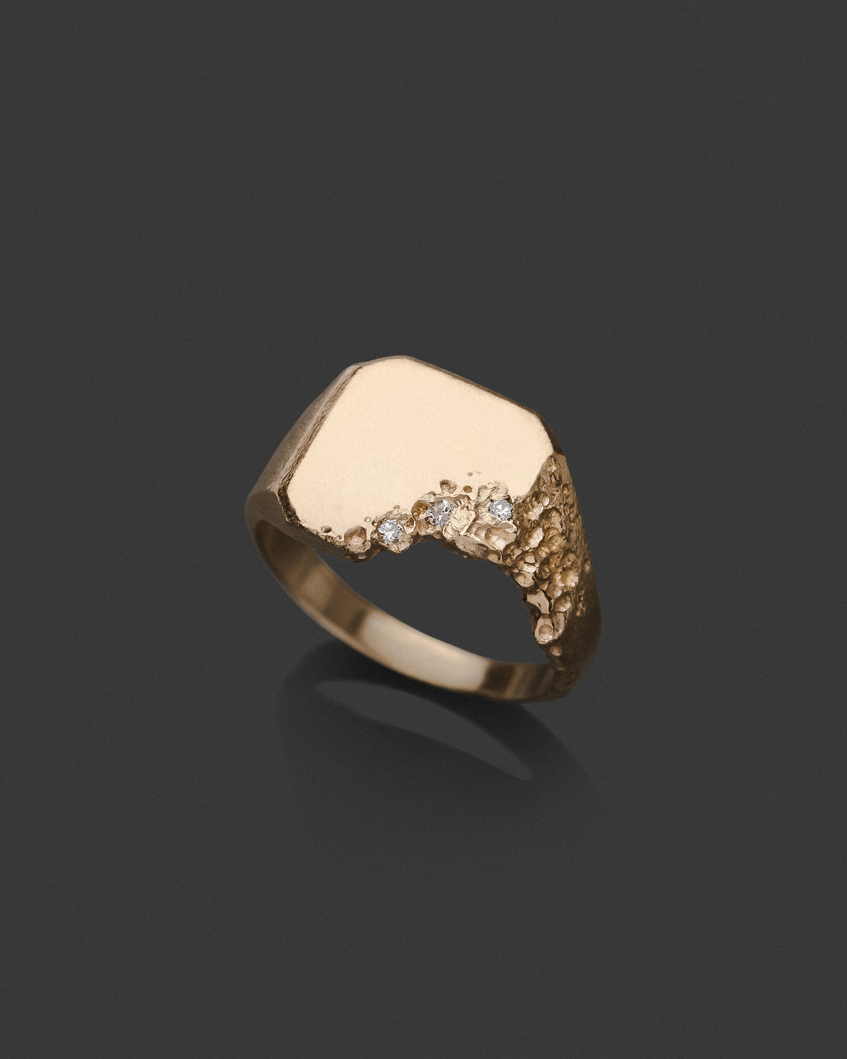 GOLD-TROENU hand-carved solid gold ring