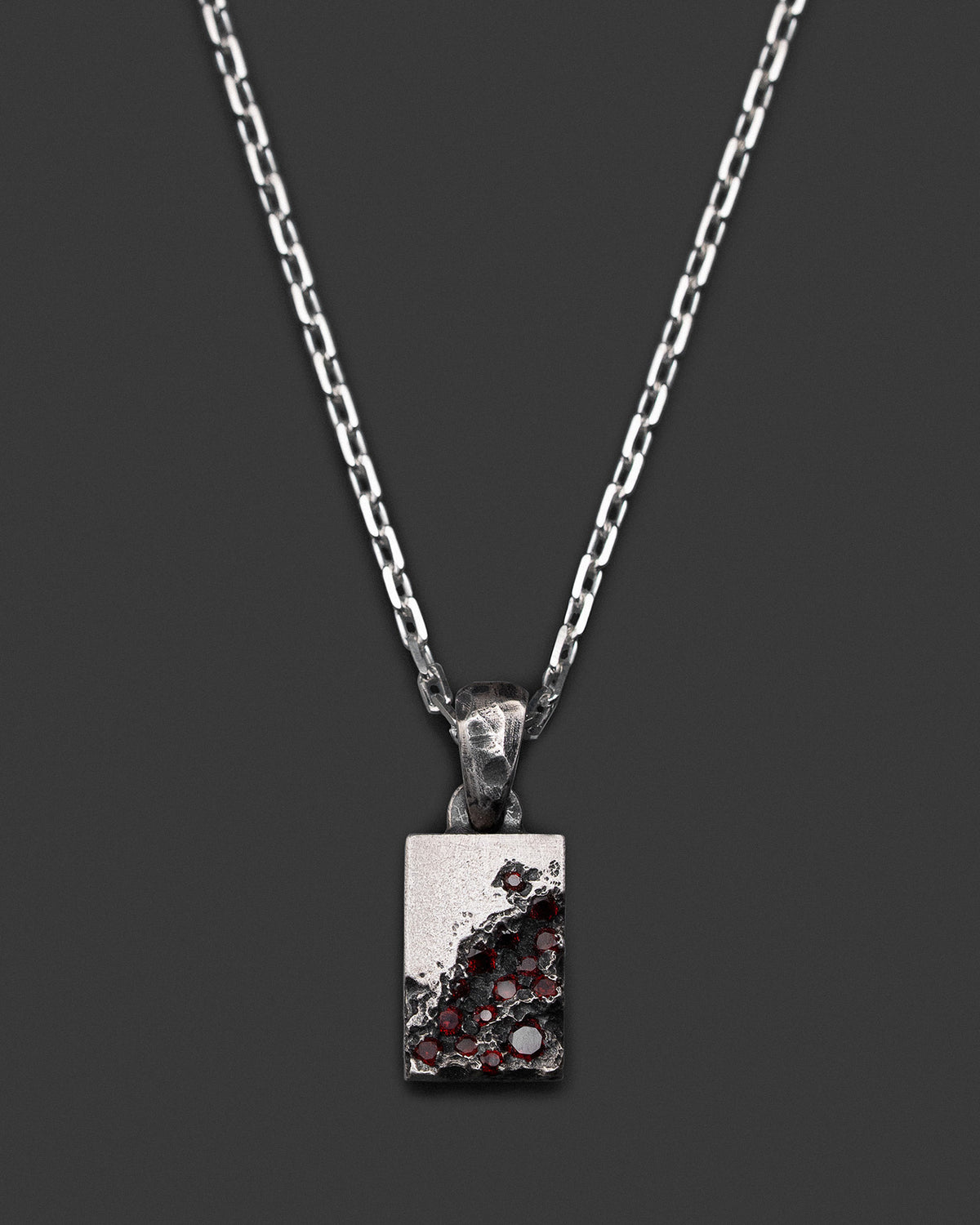 KTAMEH-GARNETS hand-carved sterling silver pendant