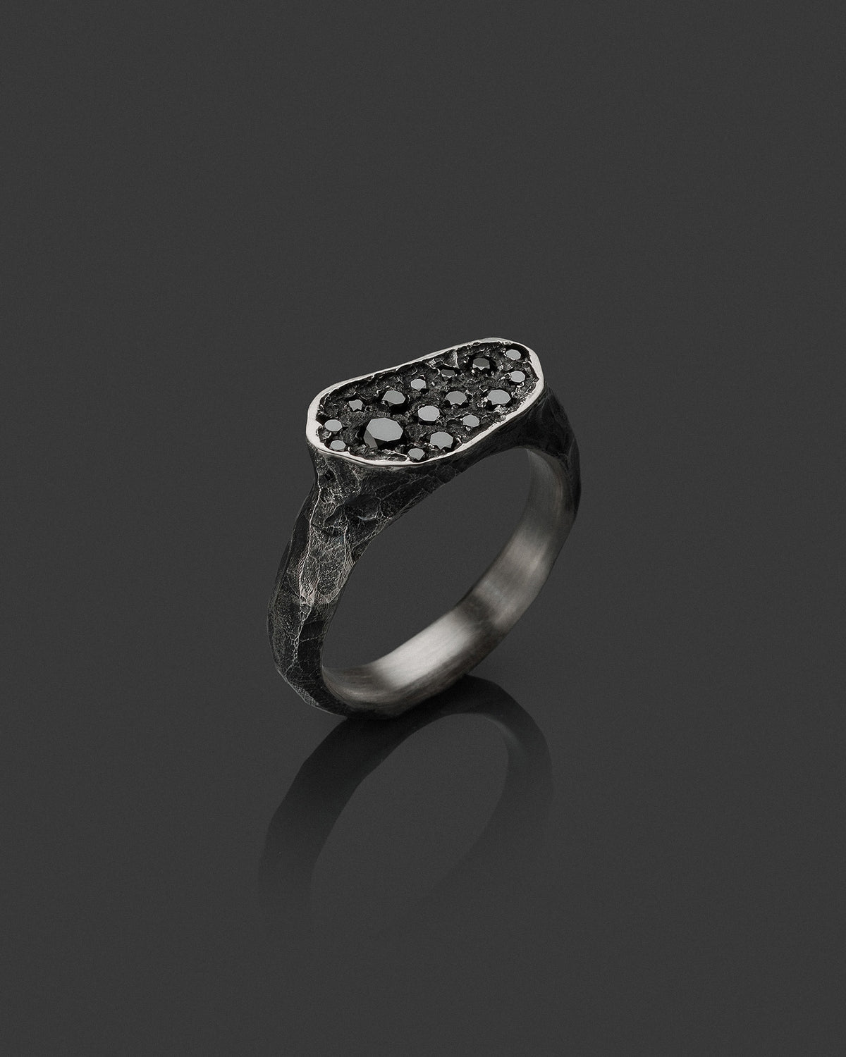 MOAS-DIAMONDS-RING hand-carved sterling silver ring