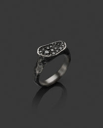 MOAS-DIAMONDS-RING hand-carved sterling silver ring
