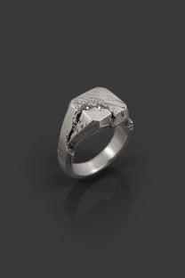 RASTRAKK-DIAMOND-RING bague fracturée en argent sterling avec un diamant