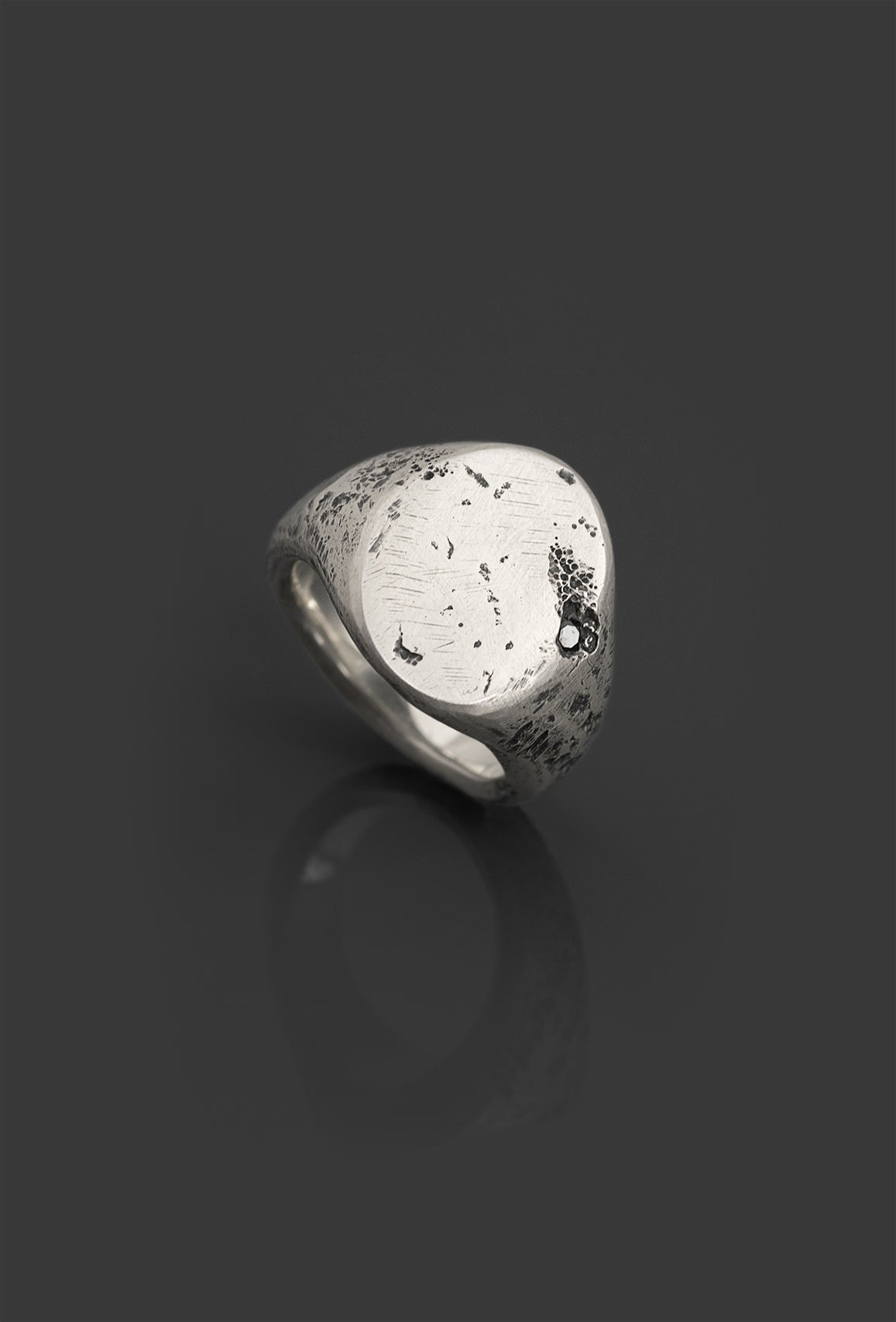 TOLM-OVAL-SIGNET-RING chevalière en argent sterling en forme de dalle