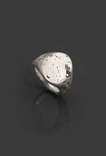 TOLM-OVAL-SIGNET-RING chevalière en argent sterling en forme de dalle