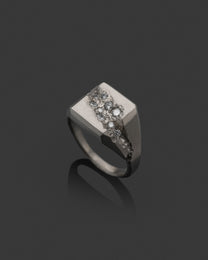 WHITE-GOLD-FATM hand-carved solid gold ring